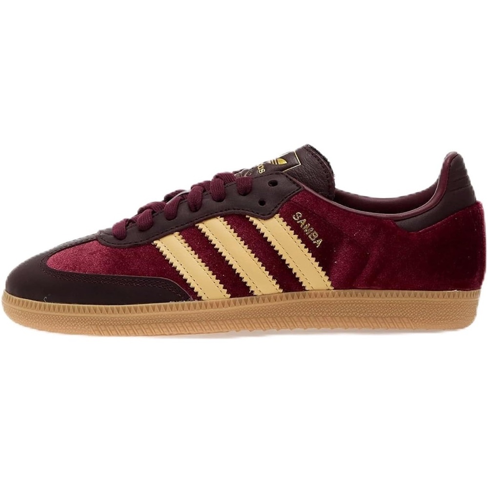 Adidas Samba Burgundy and Gold Sneaker